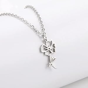 Kkjoy birth month flower necklace stainless steel 12 month birthday flower pendant necklace best friend necklace jewellery gifts for women  urban country home decor