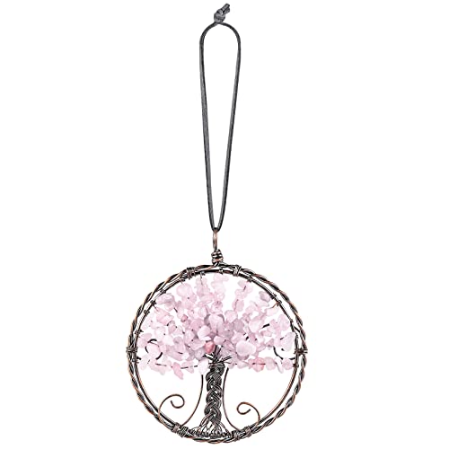Nupuyai Rose Quartz Tree of Life Hanging Ornament