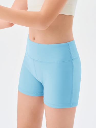 Image of Haloumoning Girls Athletic Shorts Kids High Waisted Yoga Dance Biker Shorts Comfy Gymnastics Shorts 5-14Y