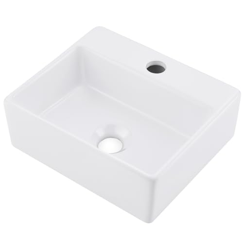 Évier de salle de bain à montage mural rectangulaire blanc 34 x 29 cm - 2