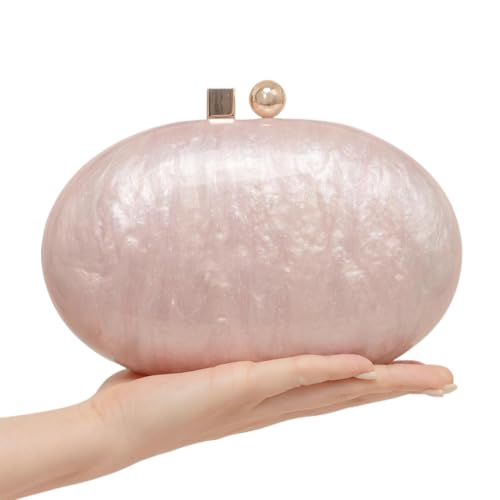 Image of Acrylic Evening Clutch Bag for Women Shell Shape Shoulder Crossbody Bag Glitter Marble Purse Handbag