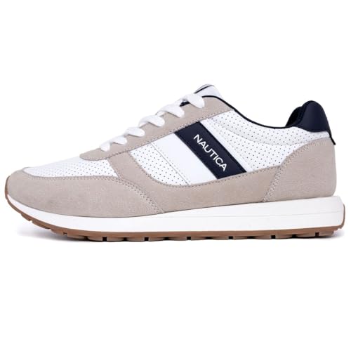Nautica Men'S Casual Lace-Up Fashion Sneakers Oxford Comfortable Walking Shoe-Outfall Perf-White-12 thumb #1
