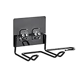 ✿El Paquete Contiene: 1 pieza de soporte para secador de pelo de acero inoxidable, negro, diseño de doble gancho, 4,8 x 18 cm / 1,89 x 7,09 pulgadas. Esta rejilla de almacenamiento para secador de pelo puede garantizar que los accesorios como las planchas de pelo y los secadores de pelo estén siempre en un lugar seco y listos para usar.