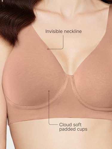Image of Enamor Bamboo Cotton IO05, Plunge, Everyday Women's T-Shirt Bra - 3X Softer, 4X More Absorbent & Antimicrobial, Padded, Wirefree, High Coverage