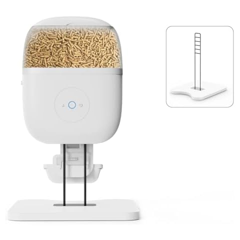 RABELITTO Raised Cat Feeder Stand, Elevated Holder for Hanging Automatic Pet Food Dispenser, for Cats and Rabbits Neck Health, Adjustable Height 12.5cm, Nonslip (Stand ONLY) Cover