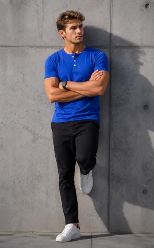 Image of London Hills T Shirt for Man | Men Henley Neck Tshirts | Tshirt Shirts Men | Gym T Shirts for Mens Workout T-Shirts for Man Cotton Stylish Henly Neck T Shirt Half Sleeve Regular Fit Solid Multicolour