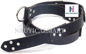 Nauticalmart Genuine Black Leather Belt With Steel Hoop Buckle Renaissance Larp #TOP3