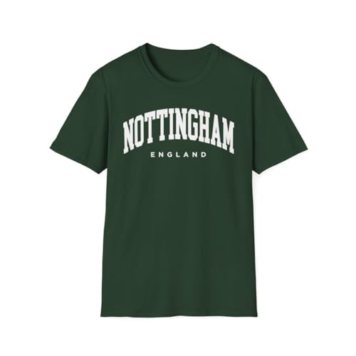 CUSTOMI Nottingham England Adult Unisex Soft T-Shirt, Forest Green, L