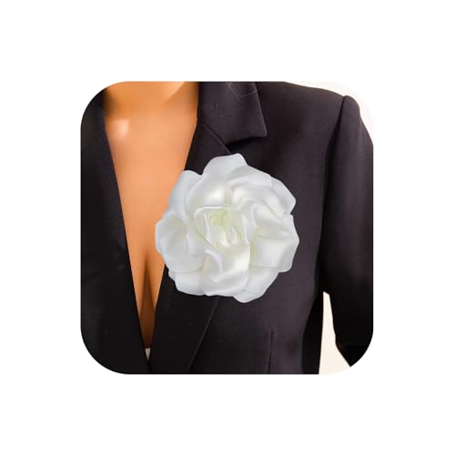 Image of Flower Brooch Pins for Women 5.5in Lapel Pins Large Rose Floral Brooches Dainty Satin Fabric Brooches Rose Flower Hair Clips Wedding Party Dance Clothes Accessories Jewelry