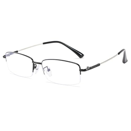 Fullwosing Blaulichtfilter Brille Kurzsichtig -0.50 bis -6.00 Dioptrien Halbrand Metall Fernbrille Damen Herren(-1.00,Schwarz)