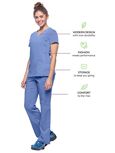 Healing Hands Yoga Scrubs Top For Women Purple Label 2 Pocket V-Neck Women's Scrub Top 2245 Juliet Ceil S #TOP4