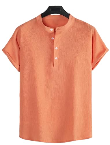 Image of Paralians Men's Polyester T-Shirt with Half Sleeves Solid Pattern Mandarin Collar Western Style and Standard Length | Light Colour Shirt for Men | Shirt for Men Half Sleeves