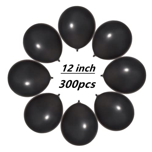 Image of 300 Pack Black Balloons 12 inch Black Latex Party Balloon Bulk for Various Party Events Decorations