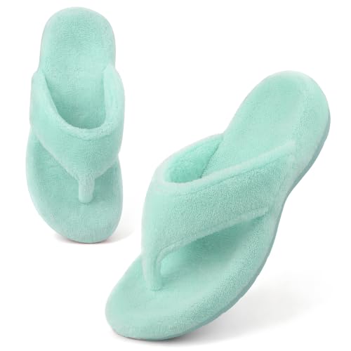 Image of BCSTUDIO Women's Orthopedic Flip Flop Fuzzy Slippers with Arch Support | Plantar Fasciitis Spa Thong Orthotic Slippers for Women, Open Toe, Non-slip Sole, Machine Washable, Indoor Outdoor