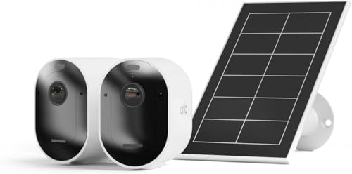 Arlo Pro 5 2K + Panneau Solaire, Caméra de Surveillance WiFi Extérieure sans Fil, Autonomie de 8 Mois, Vision Nocturne Couleur Avancée, Éclairage, Sirène et WiFi Double Bande, Essai Secure Inclus
