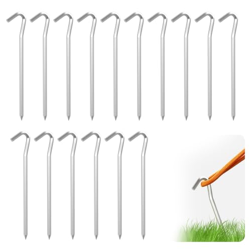 Clavijas de Tienda 16 Piezas 18cm Piquetas Camping de Aluminio con Gancho
