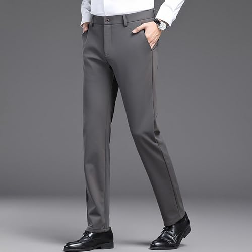 Mens Classic-Fit Dress Pants Casual Slacks Work Business Trousers for Men Stretch Waist Regular Straight Leg Suit Pants3