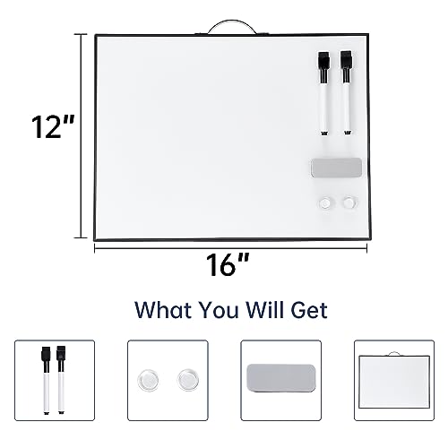Image of TSJ OFFICE Small White Board - 12 X 16 Inches Portable Aluminum Frame Magnetic Dry Erase Board with Holder, to Do List Notepad for Office, Home, School