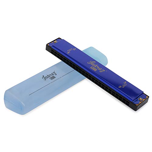 Image of JUAREZ Junior JJ24HL 24 Holes Harmonica Key of C Scale | Mouth Organ | Cover - Aluminium | Comb - Abs | Reed - Brass Blue