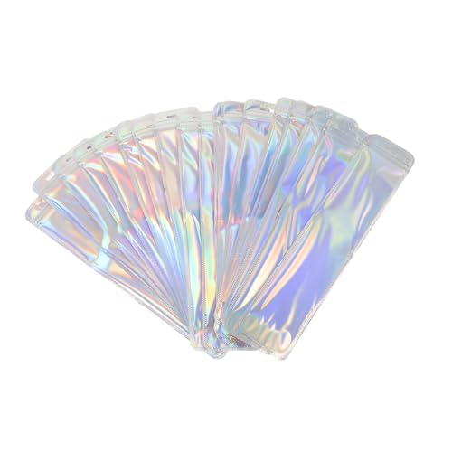 HIAKDOFT 50 pièces Lot de Auto-adhésifs Clairs pour Stylo et Bijoux Pochettes Holographiques Réutilisables Étanches et Sécurisées pour Rangement et Expédition