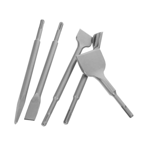 MUCKLILY All-in-one Chisel Set Tile Removal Tool Concrete Drill Bits Wide Flat Pointed U-Shaped for DIY