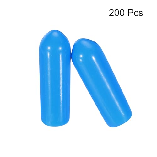 Image of MECCANIXITY 200pcs 4mm Rubber End Caps Cover PVC Vinyl Screw Thread Protector Round Wire Shelf Caps for Screw Bolt Pipe Fence Post, Light Blue
