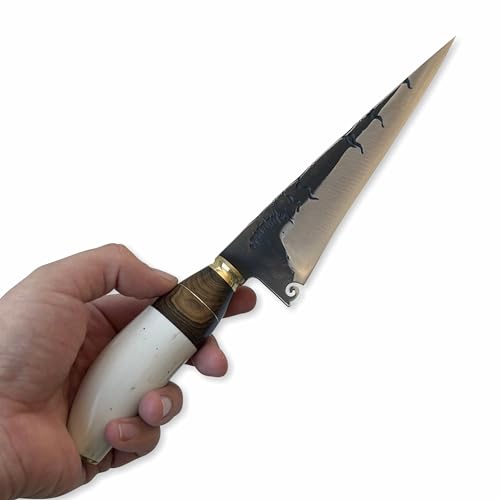 Faca Churrasco Tesoura Patron 6 Polegadas Cabo Chifre Aço Inox 3mm Forjada Personalizada
