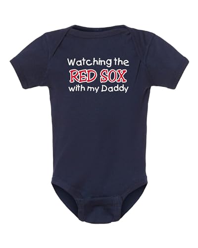 Image of Curiositees Watching the Red Sox with My Daddy Baby Boy Bodysuit Outfit - Navy