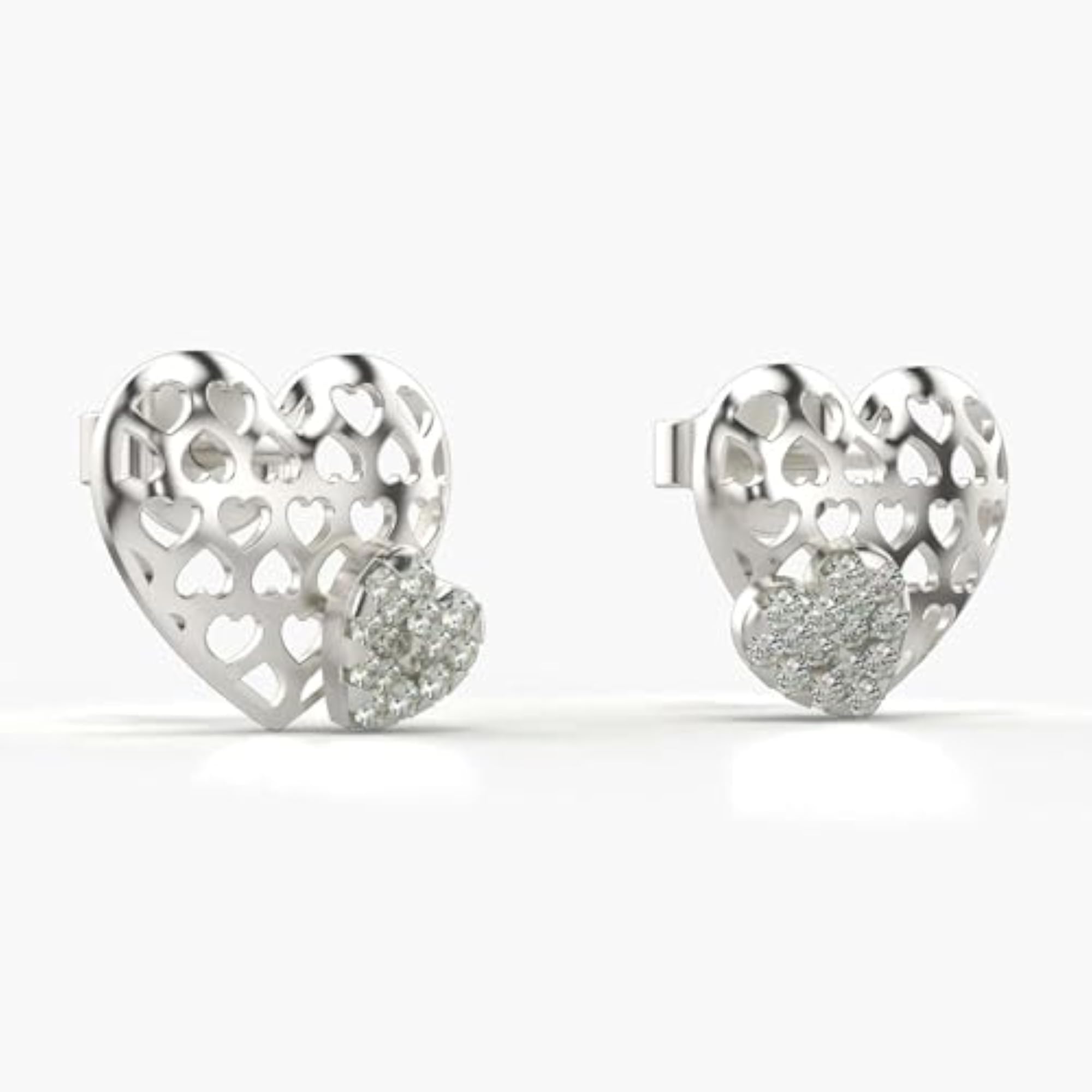 Women's Stylish Sterling Silver & Lab Grown Diamond Earrings, 0.19cts