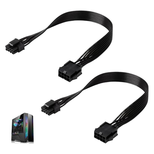 Kmuqshy 2 Pièces Câble d'Extension d'Alimentation PCIe 8 Pin, Cable PCI Express 8 Broches, EPS12v, Durable avec Connecteurs Mâle et Femelle, Prolonge l'Alimentation de la Carte Graphique, 30cm