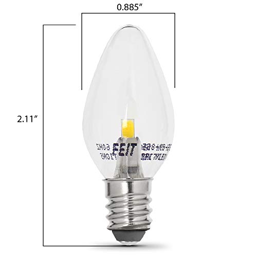 Feit Electric Bpc7/Led 0.6 Watt Non Dimmable C7 Candelabra Base, Clear, Led Night Light Bulb, 2-Bulb, 4000K Cool White #TOP2