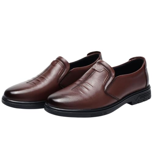 Men's Premium Cowhide Leather Slip-On Shoes Anti-Slip Casual Lightweight Breathable for Walking, Travel, Office