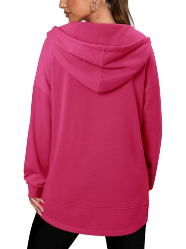 onlypuff Women Hoodie Pullover Trendy Quarter Zipper Lapel Sweatshirts Drawstring Cute Hooded Tunic Tops with Side Pockets