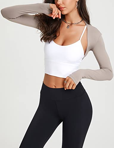 Image of FEOYA Women's Long Sleeve Bolero Open Front Cropped Cardigan Athletic Workout Shrug