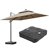 ZLACUIU 9x12 FT Cantilever Patio Umbrella, Large Rectangular Offset Outdoor Umbrella with 360° Rotation, Heavy Duty Shade Umbrella for Garden Backyard Deck Poolside Courtyard, Brown : Patio, Lawn & Garden