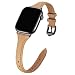 WFEAGL Leather Bands Compatible with Apple Watch 38mm 40mm 42mm 44mm, Top Grain Leather Band Slim & Thin Replacement Wristband for iWatch Series 5 & Series 4/3/2/1 (Camel Band+Black Adapter,38mm 40mm)