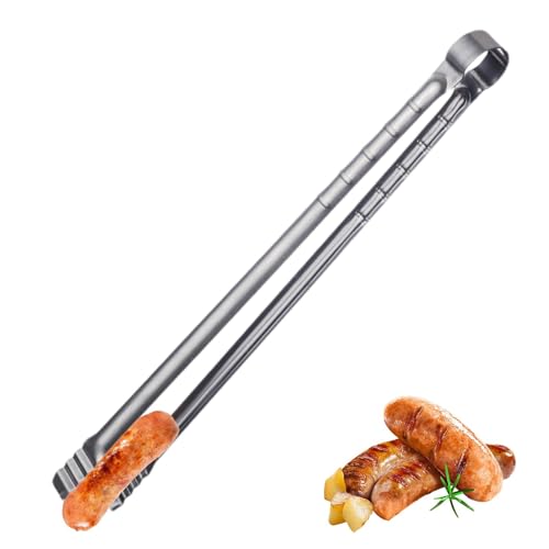 Pince à saucisses pour barbecue, 45 cm de long, pince de cuisson en acier inoxydable, pince de cuisson pour barbecue pour retourner la saucisse, le bacon, le steak, la viande, les légumes