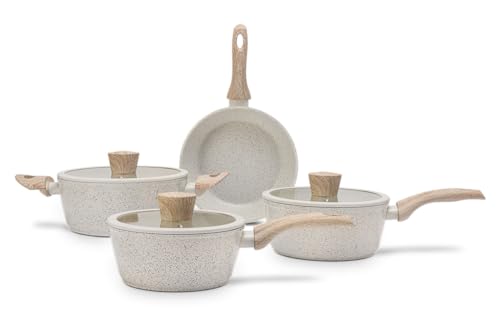 Brinox - Jogo de Panelas 4 Peças com Fundo de Indução Antiaderente Ceramic Life Sirius - Vanilla