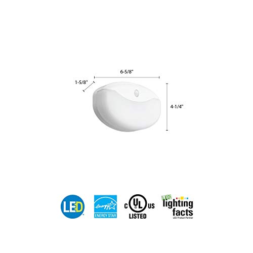 Image of Lithonia Lighting 7 Inch Flush Mount LED Ceiling Light with Motion Sensor,120 Volts, 10 Watts, Wet Listed, 575 Lumens, White (FMMCL 840 PIR M4)