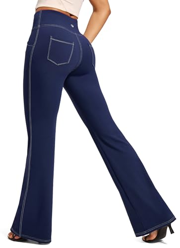 Image of Yoga Pants Women High Waist Workout Bootcut Flare Leggings with Pockets