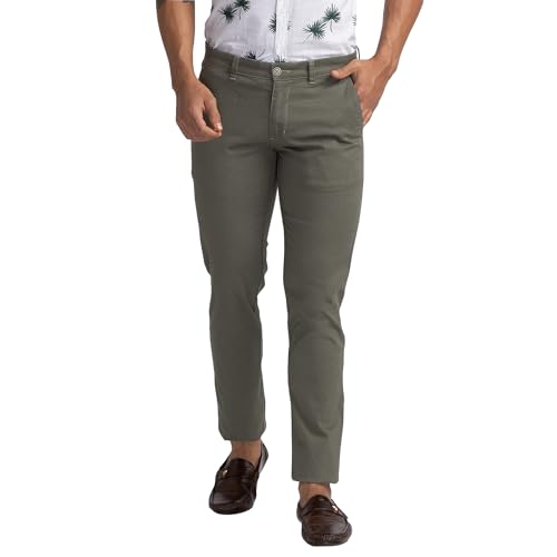 Image of Parx Men's Cotton Blend Print Pattern Low Rise Tapered Fit Flat Front Casual Trouser