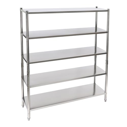 DilraTal 5 Tiers Stainless Steel Shelving Adjustable Shelf Storage Unit Heavy Duty Shelves Metal Organizer Rack for Garage Kitchen Warehouses