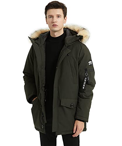 PUREMSX Warm Coats for Men, Winter Extremely Thick Insulated Quilted Fur Hood Long Parka Heavy Weight Near Year Jacket,Khaki,Medium PUREMSX Warm Coats for Men, Winter Extremely Thick Insulated Quilted Fur Hood Long Parka Heavy Weight Near Year Jacket,Khaki,Medium