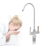 Mtlavishness Rubinetto da Cucina a 2 Vie Rubinetto Lavello Cucina, Doppia Leva Calda e Fredda RO con Rotazione a 360° Collo per Osmosi Inversa o Sistema di Filtraggio dell'Acqua, da 1/4, Argento
