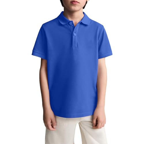 Boys Golf Shirts Short Sleeve School Uniform Athletic Quick Dry Shirts Button Henley Neck Summer Clothes 3-14 Years