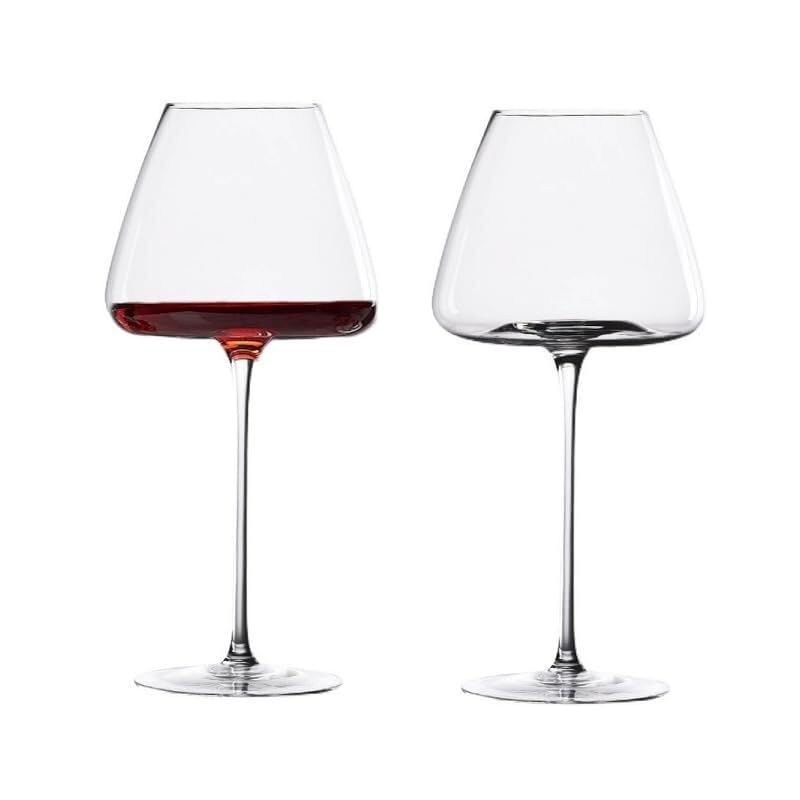 Set mit 2 gerippten Weingläsern, 720 ml, klares Glas mit langem Stiel for Rot- und Weißwein, spülmaschinenfest