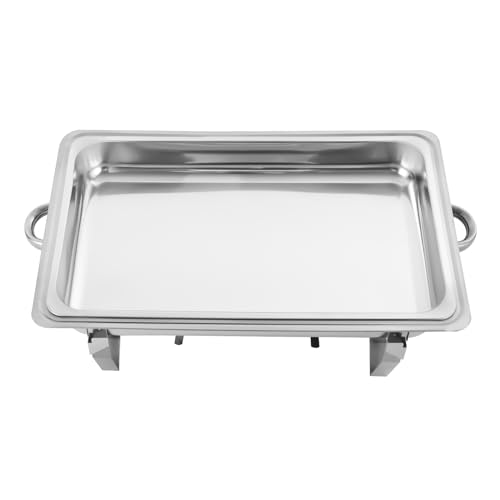 4pcs Edelstahl Chafing Dish, 9L Speisenwärmer Warmhaltebehälter mit Deckel & 2 Brennstoffhalterungen, Buffetwärmer Wärmebehälter für Speisen, Lebensmittelwärmer für Buffet, Catering, Party, 62*34*31cm – Bild 7