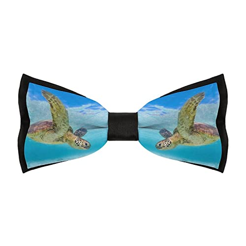 Hawaiian Sea Turtle Men's Bow Tie Pre-Tied Adjustable Bowtie Necktie Design for Gift