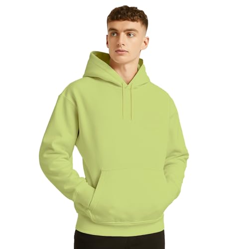 Image of NOBERO Oversized Solid Hooded Sweatshirt for Men | Oversized Hoodie for Men | Hooded Pullover | Cotton Rich Printed Hoodie 280 GSM Fleece