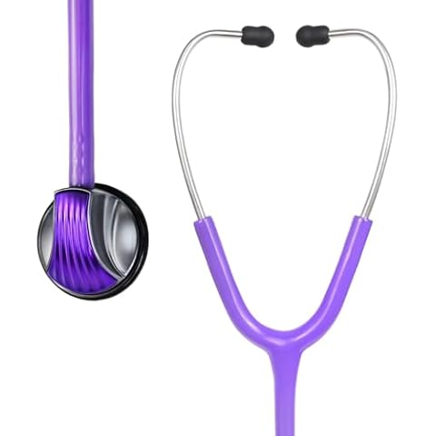 SCIAN Stethoscope - Single Head Cardiology Stethoscopes for Nurses, Doctors and Nursing School Students, Ideal for Blood Pressure Monitoring Home Diagnostics Medical Supplies, Purple Cover